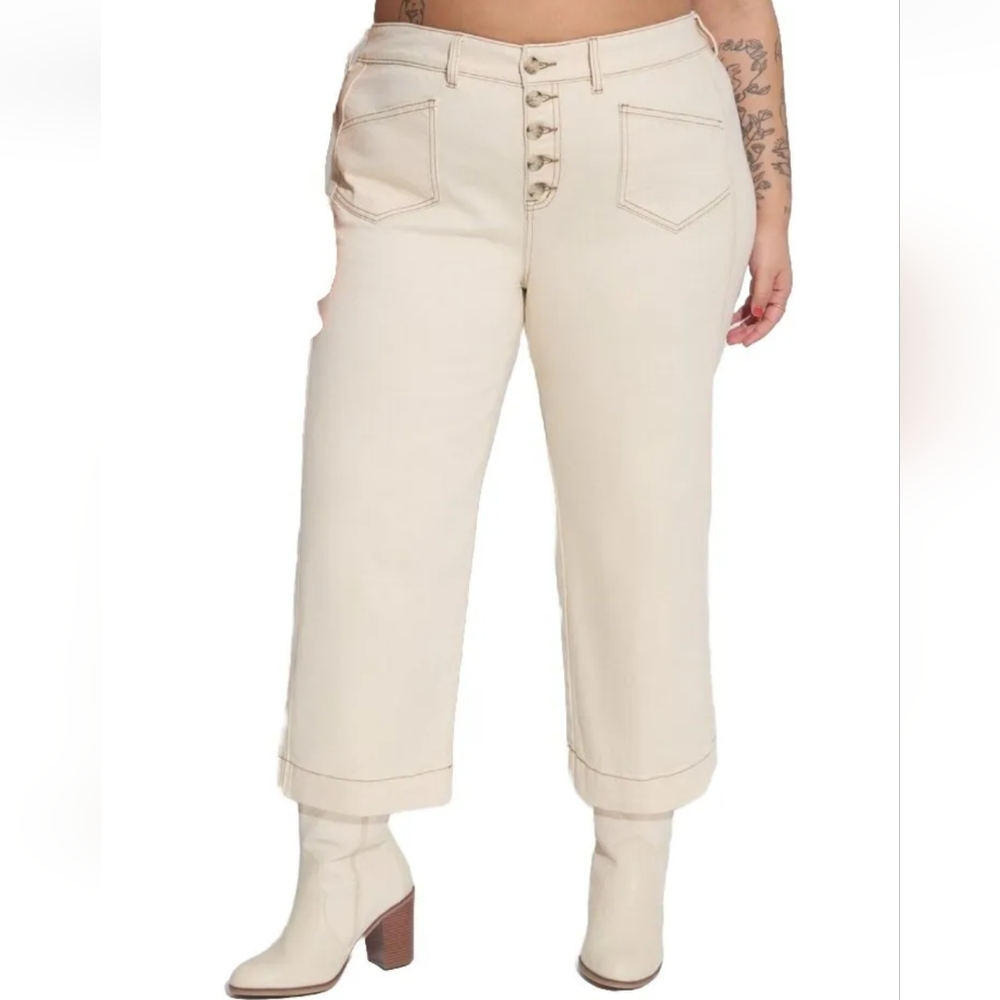 Torrid Wide Leg Jeans Woman Plus 18W Stretch Denim Button Fly Coastal Nwt